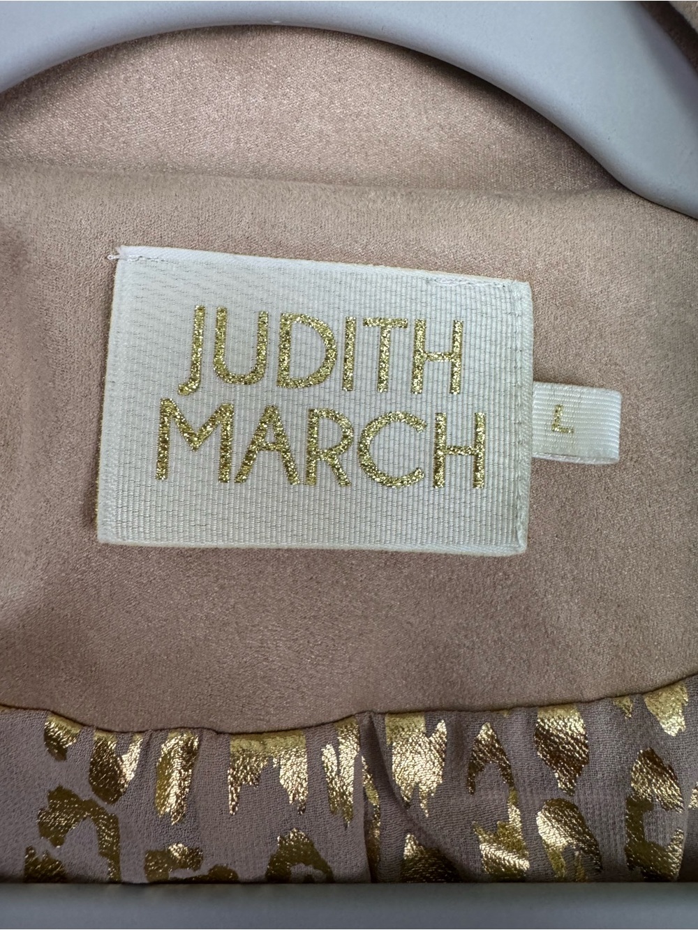 Judith March Taupe Faux Suede Waterfall Jacket Leopard Lining Faux Fur Cuffs L - Picture 3 of 16